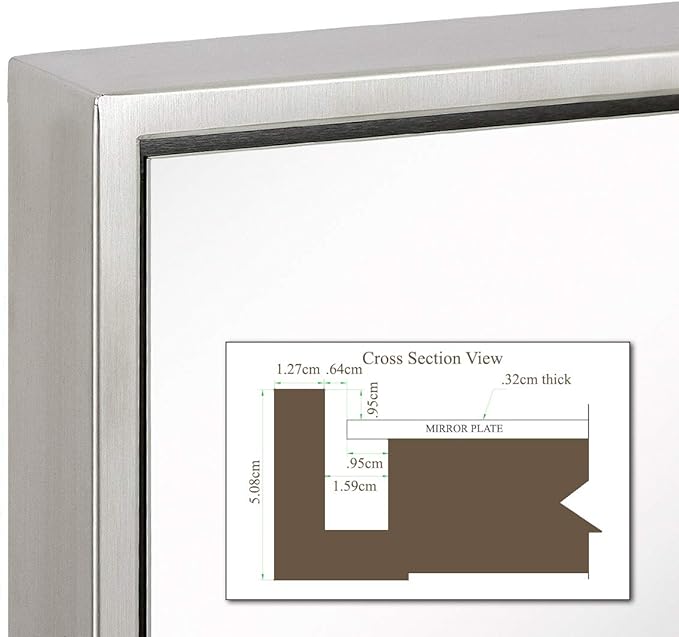 Hamilton Hills 30x40 inch Bathroom Mirror Cabinet - Large Rectangular Wall-Mounted Mirrors for Bathroom - 1/2 inch Floating Frame Vanity Mirror with Nickel Glass - Hangs Horizontal or Vertical