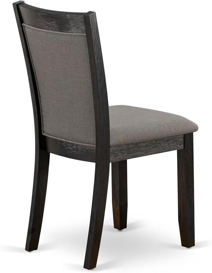 East West Furniture V697MZ650-9 9 Piece Kitchen Table Set Includes a Rectangle Dining Table with V-Legs and 8 Dark Gotham Grey Linen Fabric Parson Dining Chairs, 40x72 Inch, Multi-Color