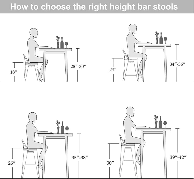 Changjie Furniture 26 Inches Bar Stools, Counter Height Bar Stools with Back Modern Barstools Bar Chairs Set of 4 for Kitchen (26 Inch, White)