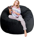 3 Ft Large Bean Bag Chairs for Adults/Teens with Memory Foam Filling, Comfy Bean Bag Sofa with Filler Included, Soft Dutch Velvet Fabric Beanbags,3 Foot, Black