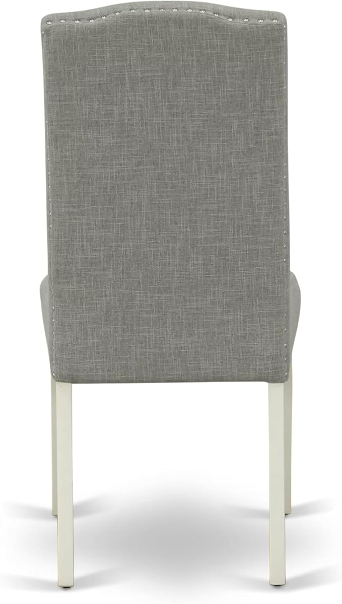 East West Furniture V027EN206-6 6 Piece Kitchen Table Set Contains a Rectangle Dining Table with V-Legs and 4 Dark Shitake Linen Fabric Parson Chairs with a Bench, 40x72 Inch, Multi-Color