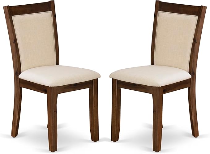 East West Furniture X727MZN32-9 9 Piece Dining Room Furniture Set Includes a Rectangle Dining Table with X-Legs and 8 Light Beige Linen Fabric Parsons Chairs, 40x72 Inch, Multi-Color