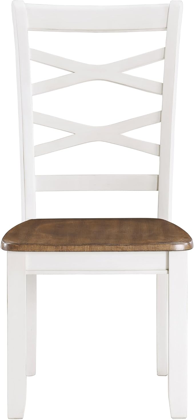 Lexicon Dining Table Set for 6 with Chairs, Solid Wood 7 Piece Farmhouse Dining Room Table and Chairs Set of 6, Cross Back, Easy Assembly Seater for Indoor Home, Dinner, Kitchen, Cherry/White