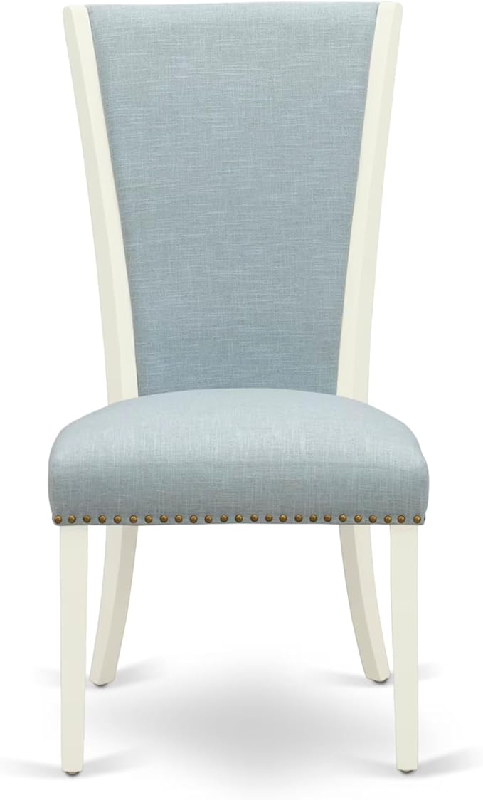 East West Furniture V027VE215-5 5 Piece Dining Table Set for 4 Includes a Rectangle Kitchen Table with V-Legs and 4 Baby Blue Linen Fabric Parson Dining Chairs, 40x72 Inch, Multi-Color