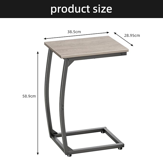 C-Shaped End-Table Set of 2 - Side Table for Couch,Curved Support Legs, Slide Under Couch Table for Sofa, TV Tray Table for Living Room Bedroom（Lvory）