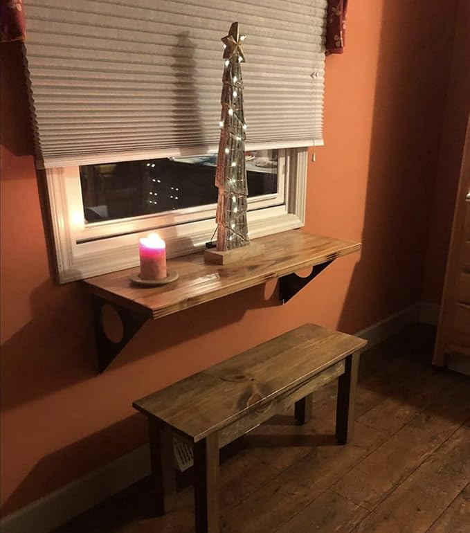 Industrial Rustic Wall-Mounted Table, Dining Table Desk, Pine Wood Wall-Mounted Bar Tables (31“X14”)