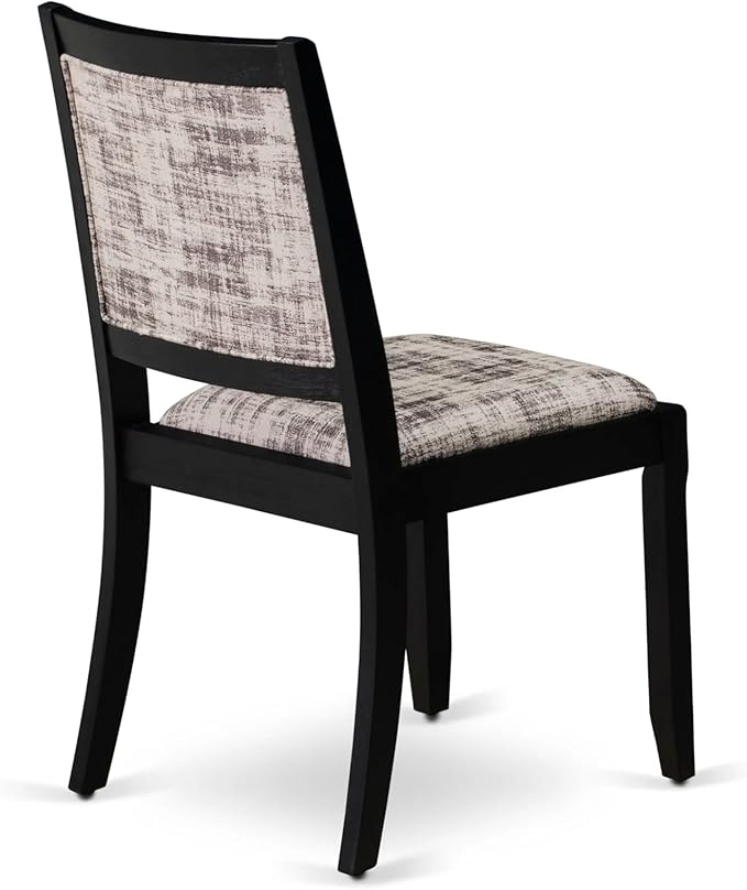 East West Furniture LGX29-BLK-30 -9 Piece Dining Set Includes a Rectangular Kitchen Table with Black Tabletop and 8 Stackable Polyester Fabric Chairs, Black