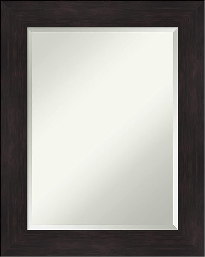 Amanti Art Brown Wall Mirror 30x24 Furniture Espresso Rectangle Bathroom Mirror for Wall Decor Living Room, Medium Casual Frame, Hangs Horizonally and Vertically, Bathroom Decor, Beveled Edge from WI