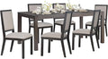 COLAMY Rectangular Dining Table Set for 6, Wood Dining Table for 6 with Chairs, 60 Inch Dining Table and Chairs for Kitchen, Dining Room, Brown