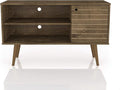 Manhattan Comfort Liberty Mid Century Modern TV Stand for Televisions up to 46 Inches, Bedroom and Living Room Entertainment Center with Storage, Shelves, and Cabinet, 43" Wide, Rustic Brown