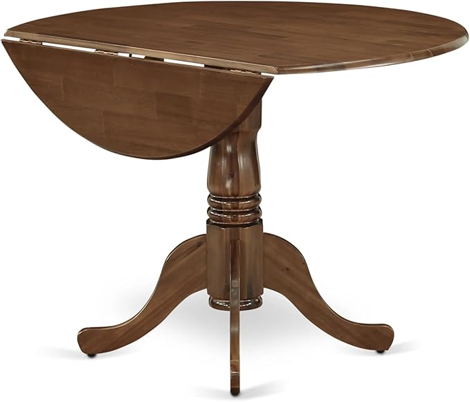 East West Furniture DLAS3-AWA-27 3 Piece Mid Century Modern Dining Set contain A Wood Table and 2 Light Gray Polyester Fabric Mid Century Modern Dining Chairs, Antique Walnut