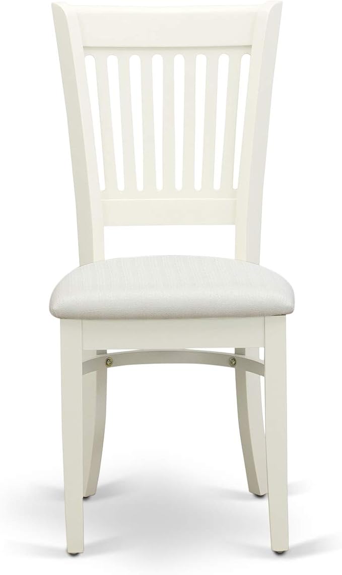 East West Furniture HLVA5-LWH-C 5 Piece Kitchen Table Set for 4 Includes a Round Dining Room Table with Pedestal and 4 Linen Fabric Upholstered Dining Chairs, 42x42 Inch, Linen White