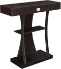 Convenience Concepts Newport Harri Console Table 36" - Modern Sofa Table with Storage Shelves, One Drawer Narrow Entryway Hall Table for Living Room, Espresso