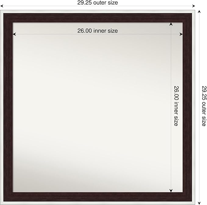 Amanti Art Bathroom Mirror for Over Sink, 29x29 Maya Espresso Silver Square Vanity Mirror, Large Modern Contemporary Frame, Hangs Horizonally and Vertically, Bathroom Wall Decor, Non-Beveled Edge