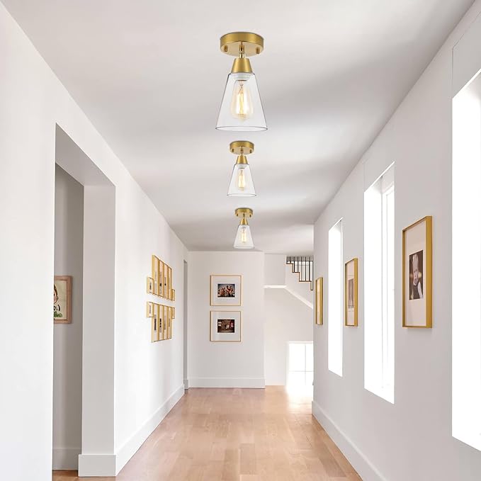 MWZ Gold Wall Sconce Set of 2,Modern Brushed Brass Sconces Lighting with Clear Glass Shade,Bathroom Light Fixtures Over Mirror,Vanity Lights Over Sink,Indoor Wall Mount Adjustable Angle Lamp