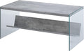 Convenience Concepts SoHo Modern Living Storage Shelf, Contemporary Coffee Table for Family Room, 40", Faux Birch/Glass