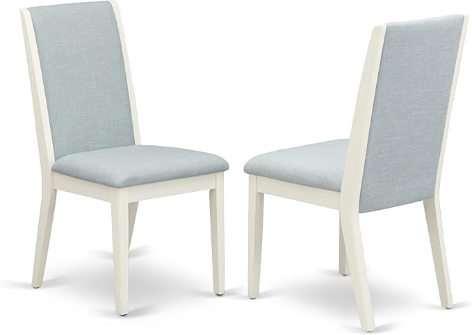 East West Furniture X027LA015-7 7 Piece Dining Room Furniture Set Consist of a Rectangle Dining Table with X-Legs and 6 Baby Blue Linen Fabric Parsons Chairs, 40x72 Inch, Multi-Color