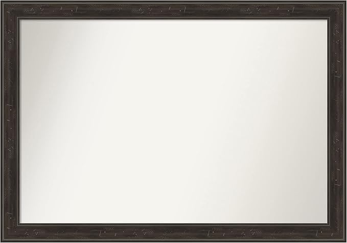 Amanti Art Brown Bathroom Mirror for Over Sink, 28x40 Shipwreck Greywash Narrow Rectangle Vanity Mirror, Large Traditional Frame, Hangs Horizonally and Vertically, Bathroom Wall Decor, Non-Beveled