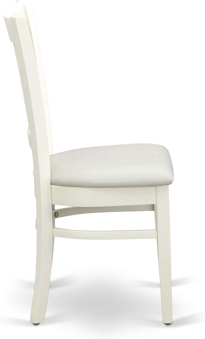 East West Furniture BOVA5-LWH-C 5 Piece Dinette Set for 4 Includes a Round Kitchen Table and 4 Linen Fabric Upholstered Dining Chairs, 42x42 Inch, Linen White
