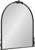 Kate and Laurel Myrcelle Traditional Arched Mirror; 30 x 32; Black; Decorative Large Arch Mirror with Ornate Garland Detailing Along The Crown and Edges of The Frame