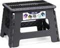 Delxo Folding Step Stool 9 Inch,Non-Slip Foldable Stools Up to 300 LBS,Kitchen Collapsible Fold Up Stepping Stool with Dotted 1 Pack,Gray