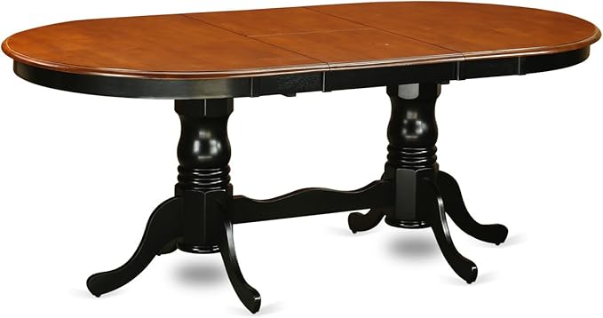 East West Furniture PLNI9-BCH-C 9 Piece Modern Dining Table Set Includes an Oval Wooden Table with Butterfly Leaf and 8 Linen Fabric Kitchen Dining Chairs, 42x78 Inch, Black & Cherry