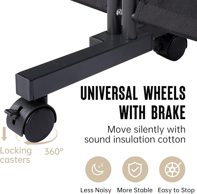 Room Divider 6 Panel Room Dividers/Wheels, Fabric Room Divider Panel for Office Room Partitions and Dividers, Portable Partition Wall Divider for Room Separation, Privacy Screen (Black, Wheel-22'')