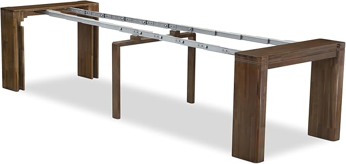 X02SI-208-04 - 5 Pieces Modern Dining Table Set includes an Extendable Rectangle Kitchen Table, 2 Dining Chairs and 2 Modern Benches, 39x120 Inch, Antique Walnut