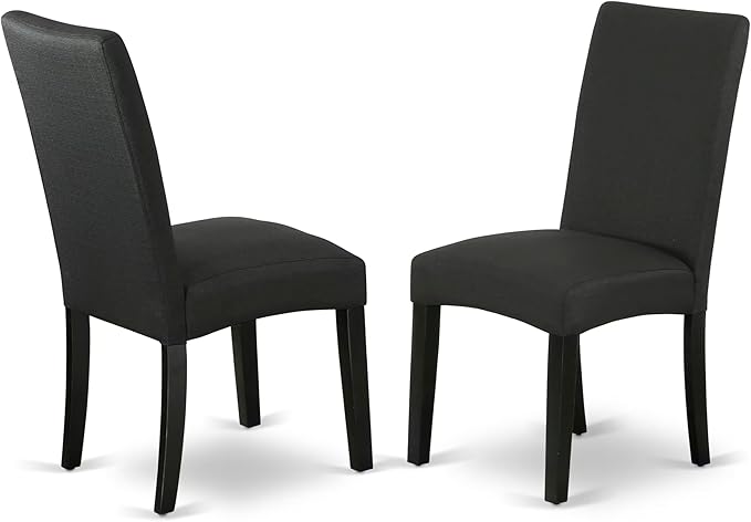 East West Furniture V626DR124-7 7 Piece Dining Set Consist of a Rectangle Dining Room Table with V-Legs and 6 Black Color Linen Fabric Upholstered Chairs, 36x60 Inch, Multi-Color