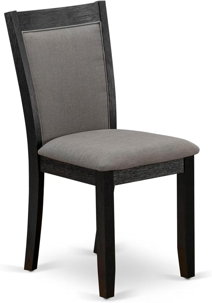 East West Furniture V697MZ650-6 6 Piece Kitchen Table Set Contains a Rectangle Dining Table and 4 Dark Gotham Grey Linen Fabric Parson Chairs with a Bench, 40x72 Inch, Multi-Color