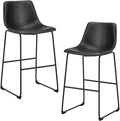 DUMOS 30 Inch Counter Height Bar Stools Set of 2, Modern Faux Leather High Barstools with Back and Metal Leg, Bar Chairs for Kitchen lsland, Elegant Black