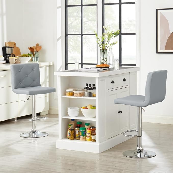 VECELO Adjustable Bar Stools Set of 2, Bar Height Stools for Kitchen Counter