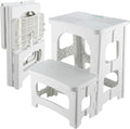 Folding 2-Step Stool for Adults Kids Non-Slip Collapsible Portable Step Stool for Kitchen Home Toilet Bedroom Office Bathroom Rv,Holds 300 Lbs(White)