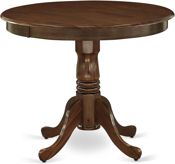 East West Furniture ANDA5-AWA-24 5 Piece Dining Table Set Consists of a Round Kitchen Table with Pedestal and 4 Polyester Fabric Padded Chairs, 36x36 Inch, Antique Walnut