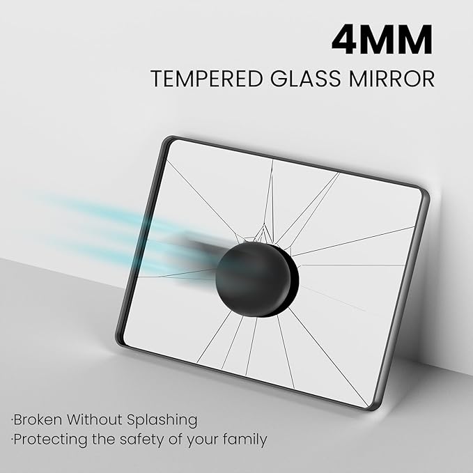 Gold Bathroom Mirror, 48x32 Inch Brushed Gold Metal Frame Mirror for Wall, Rounded Rectangle Bathroom Vanity Mirror, Tempered Glass, Anti-Rust, Horizontal/Vertical