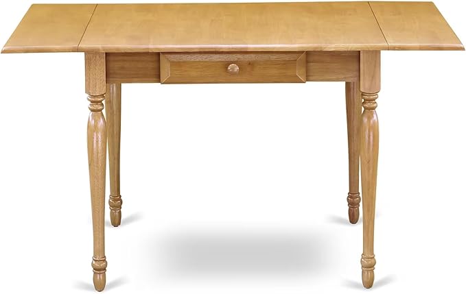 East West Furniture MZAV3-OAK-C 3 Piece Dining Room Furniture Set Contains a Rectangle Kitchen Table with Dropleaf and 2 Linen Fabric Upholstered Dining Chairs, 36x54 Inch, Oak