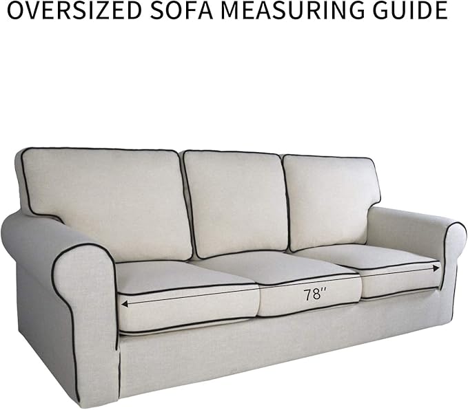 PureFit Reversible Sofa Couch Cover Water Resistant Couch Covers for 3 Cushion, Washable Furniture Cover with Non-Slip Foam and Adjustable Strap for Dogs, Pets (Oversized Sofa, Blue/Ivory)