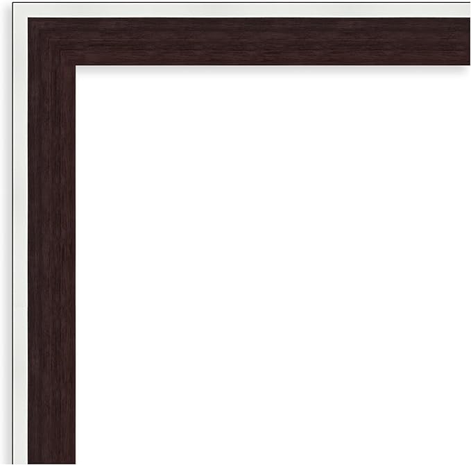 Amanti Art Bathroom Mirror for Over Sink, 27x21 Maya Espresso Silver Rectangle Vanity Mirror, Medium Modern Contemporary Frame, Hangs Horizonally and Vertically, Bathroom Wall Decor, Non-Beveled Edge