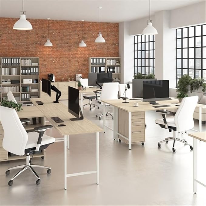 Bush Business Furniture Hustle 48W x 24D Computer Desk with Metal Legs in Natural Elm, Modular Office Table for Home and Professional Workspace