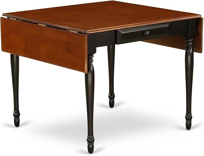 East West Furniture MZKE3-BCH-W 3 Piece Modern Dining Table Set Contains a Rectangle Wooden Table with Dropleaf and 2 Dining Chairs, 36x54 Inch, Black & Cherry