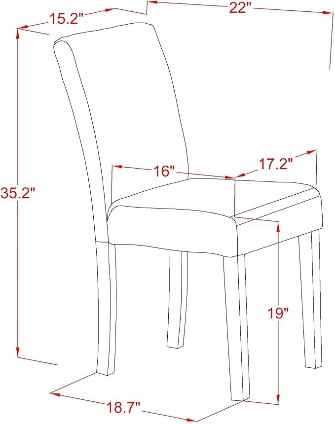 East West Furniture V077AB264-7 7 Piece Kitchen Table Set Consist of a Rectangle Dining Table with V-Legs and 6 White Faux Leather Parson Dining Chairs, 40x72 Inch, Multi-Color