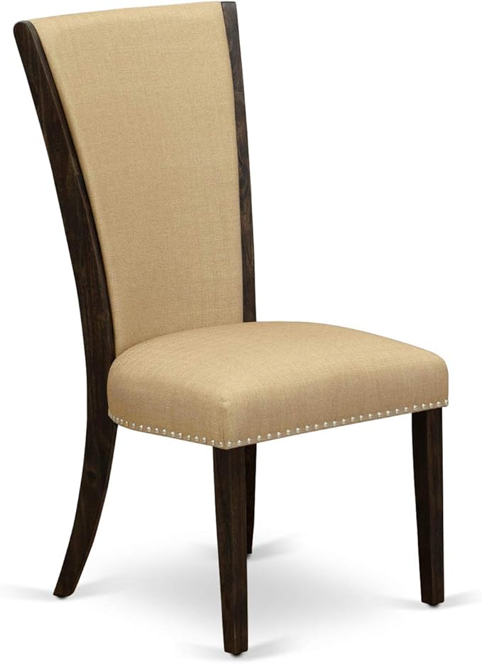 East West Furniture X727VE703-9 9 Piece Kitchen Table Set Includes a Rectangle Dining Table with X-Legs and 8 Brown Linen Fabric Parson Dining Room Chairs, 40x72 Inch, Multi-Color