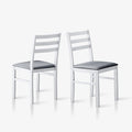 Livinia Seattle Modern Farmhouse Kitchen Dining Room Chair Set of 2, Solid Wood Fabric Upholstered Cushion Seat Wood Ladder Back Chairs (White)