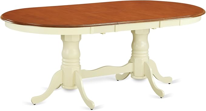 East West Furniture PLAI5-WHI-W 5 Piece Dining Room Furniture Set Includes an Oval Wooden Table with Butterfly Leaf and 4 Kitchen Dining Chairs, 42x78 Inch, Buttermilk & Cherry