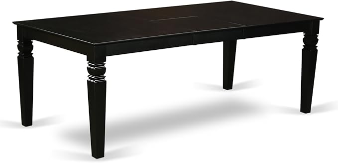 East West Furniture LGPF9-BLK-C 9 Piece Dining Set Includes a Rectangle Dining Table with Butterfly Leaf and 8 Linen Fabric Kitchen Room Chairs, 42x84 Inch, Black