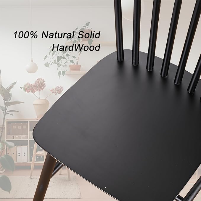 Wooden Windsor Dining Chairs Set of 2 Wood Dining Room Chair Black Spindle Side Kitchen Room Country Farmhouse Chairs