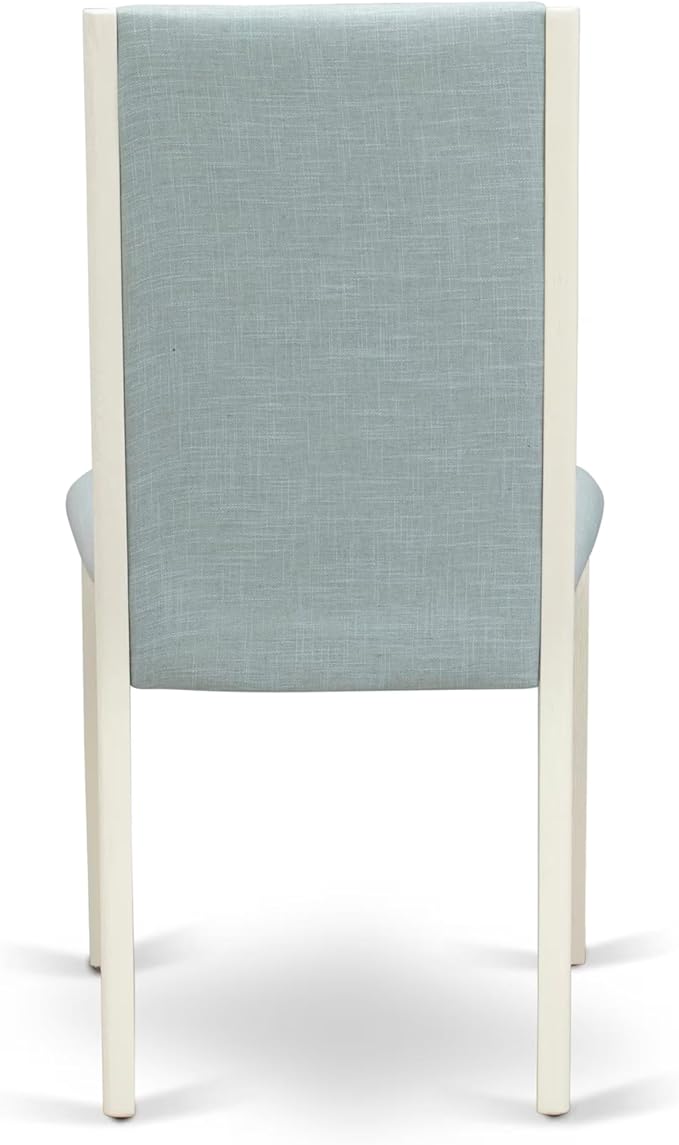 East West Furniture V097LA015-7 7 Piece Dinette Set Consist of a Rectangle Dining Table with V-Legs and 6 Baby Blue Linen Fabric Parson Dining Room Chairs, 40x72 Inch, Multi-Color