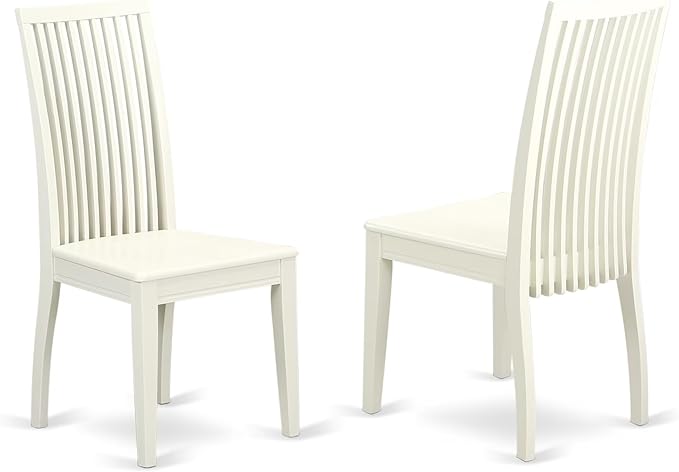 East West Furniture AMIP3-LWH-W 3 Piece Dining Room Table Set Contains a Round Kitchen Table with Pedestal and 2 Dining Chairs, 36x36 Inch, Linen White
