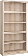 Sauder 5 Tier Book Shelf Wooden Bookcase Multipurpose Bookshelf for Home Office, Living Room, in Pacific Maple