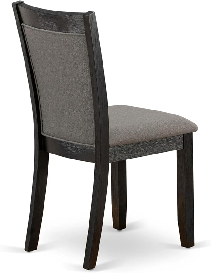 X12MZ-006-50 - 13-piece Dining Room Table Set a Rectangular Kitchen Table and 12 Dark Gotham Grey Linen Fabric Dining Chair, 39x120 Inch, Wire Brushed Black